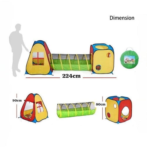 3 in 1 Pop Up Portable Tunnel & Tent Playset For Kids | Roleplay & Pretend Play Toy