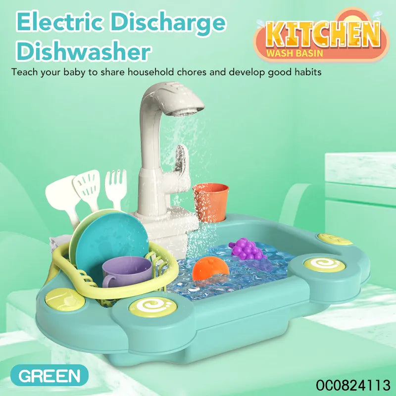 Kitchen Wash Basin 19 Pcs | Electric Dishcharge Dishwasher For Kids