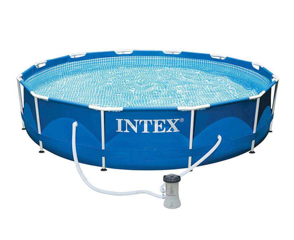 INTEX Metal Frame Ground Pool With Filter For Kids 