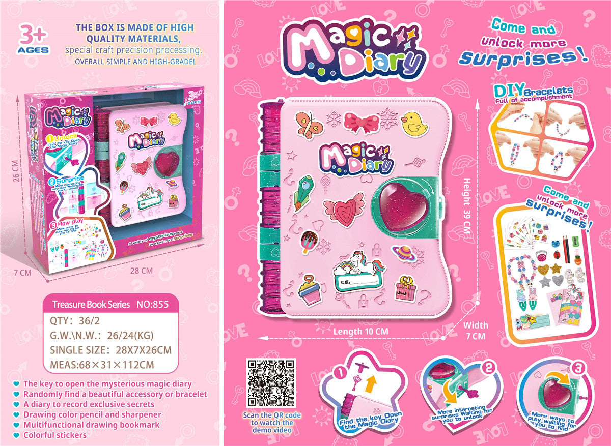 Load video: Mystery Treasure Book Magic Diary &amp; Stationery Set For Girls