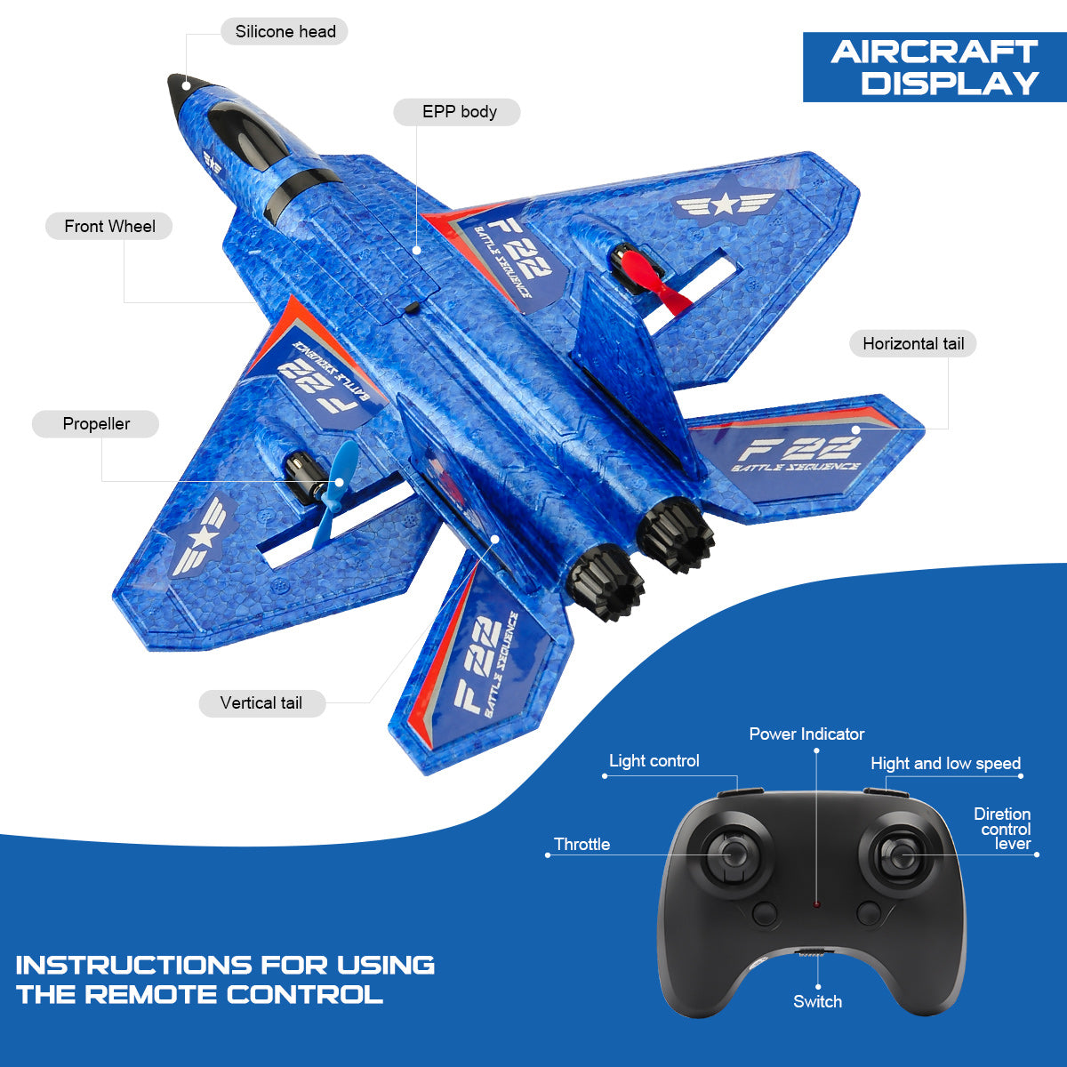 F22 Remote Control Fighter Jet for Kids