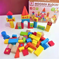 Wooden Blocks Set | Mathematical Colorful 60 Pieces Geometrical Shapes