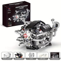 Motorized Supercar V8 Engine Building Blocks Set with LED Lights | 770 PCS Mechanical Model Kit for Kids & Adults