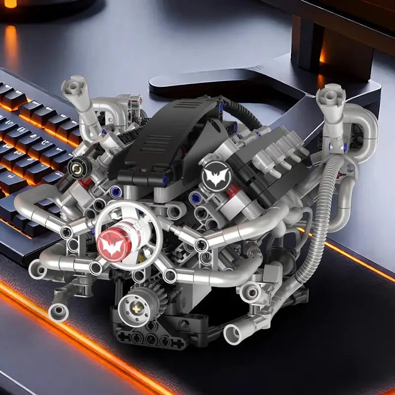 Motorized Supercar V8 Engine Building Blocks Set with LED Lights | 770 PCS Mechanical Model Kit for Kids & Adults