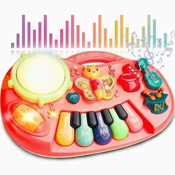 5 in 1 Light-Up Piano with Music & Drums