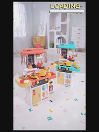 52 Pcs Spray Kitchen Set | Realistic Play Kitchen in Blue & Pink