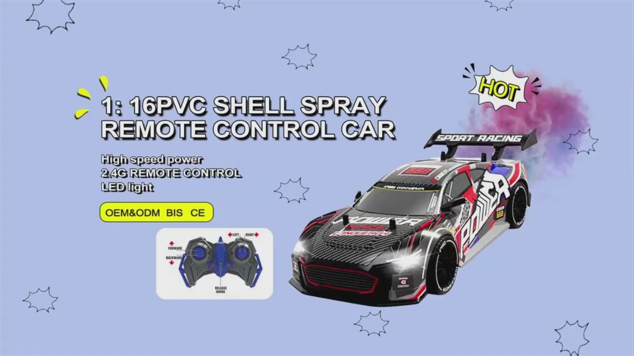 Remote Control Racing Car 1-16 Scale RC Drift Car With Water Spray