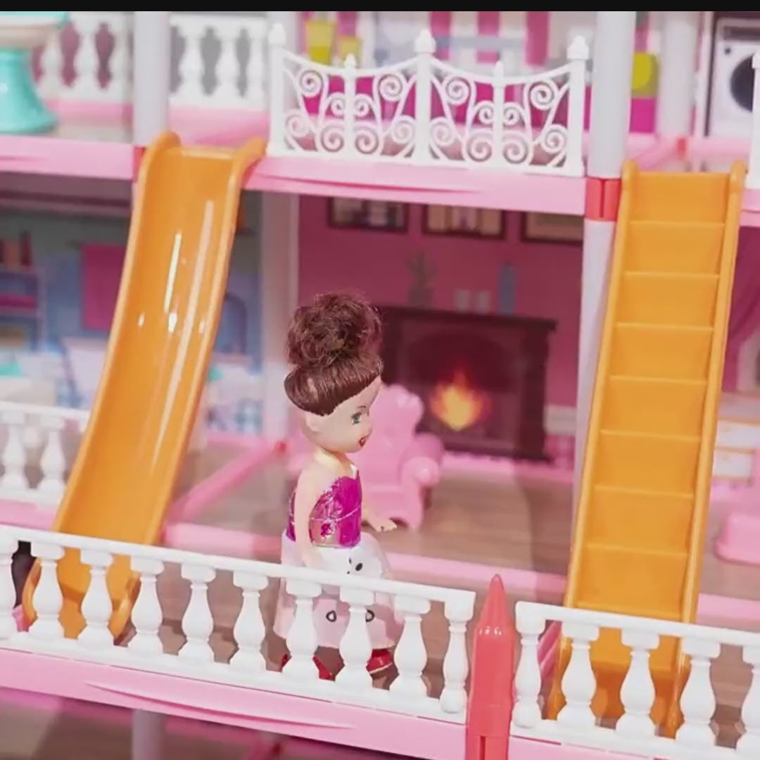14 Rooms Doll House With LED Lights & Barbie Accessories
