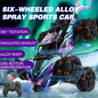 High Speed 2.4GHz Remote Control 6-Wheel Drift Car with 360° Rotation, Steam Effects, Lightning LEDs & Rechargeable Battery