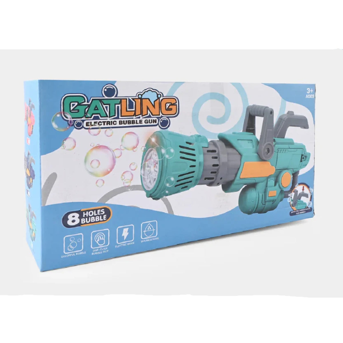 8-Hole Automatic Bubble Gatling Gun with Fan Blower