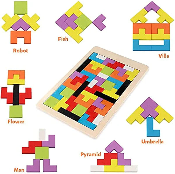 Wooden Tetris Puzzle Board Game For Kids