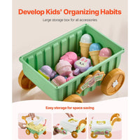Kids Ice Cream Trolley Playset with 27 Accessories, Rotating Display Stand, Lights, Sounds & Play Money VEVOR H376A