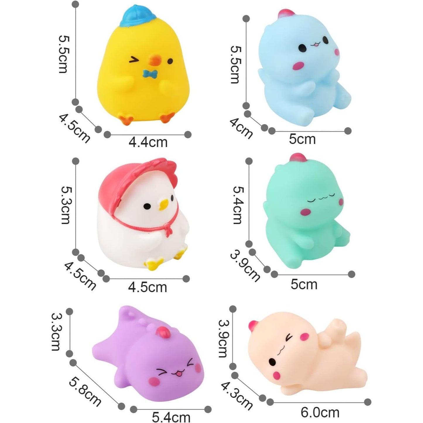 6  Pcs - Soft Rubber Baby Bath Toys Set - Whistle Water Toy For Kids Boys and Girls
