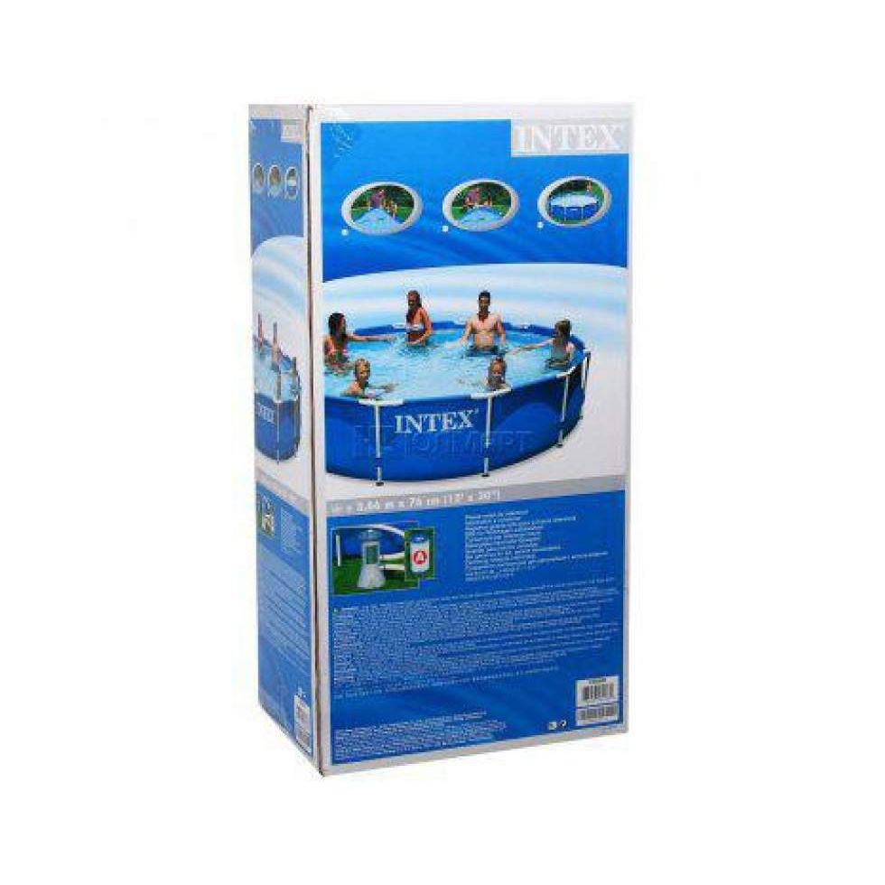 INTEX Metal Frame Ground Pool With Filter For Kids 12ft x 2ft 6in