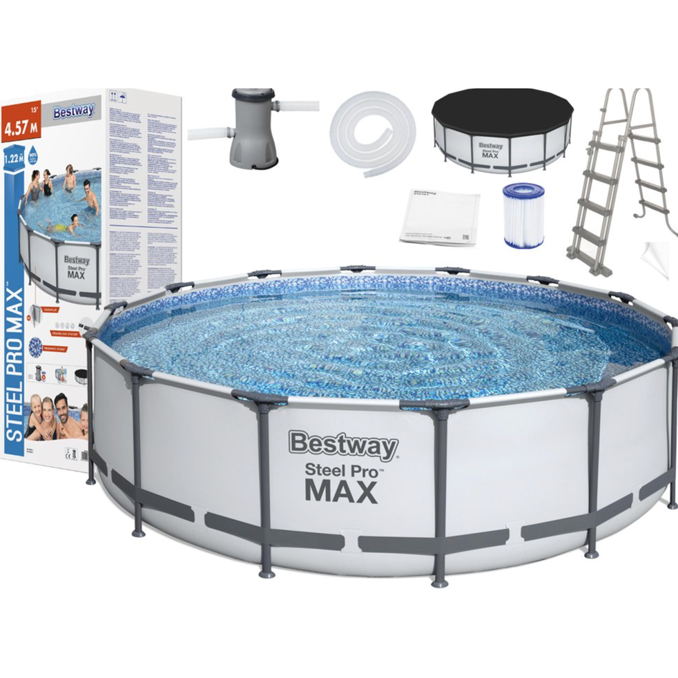 BESTWAY Steel Frame Pool With Filter Pump 15ft x 4ft