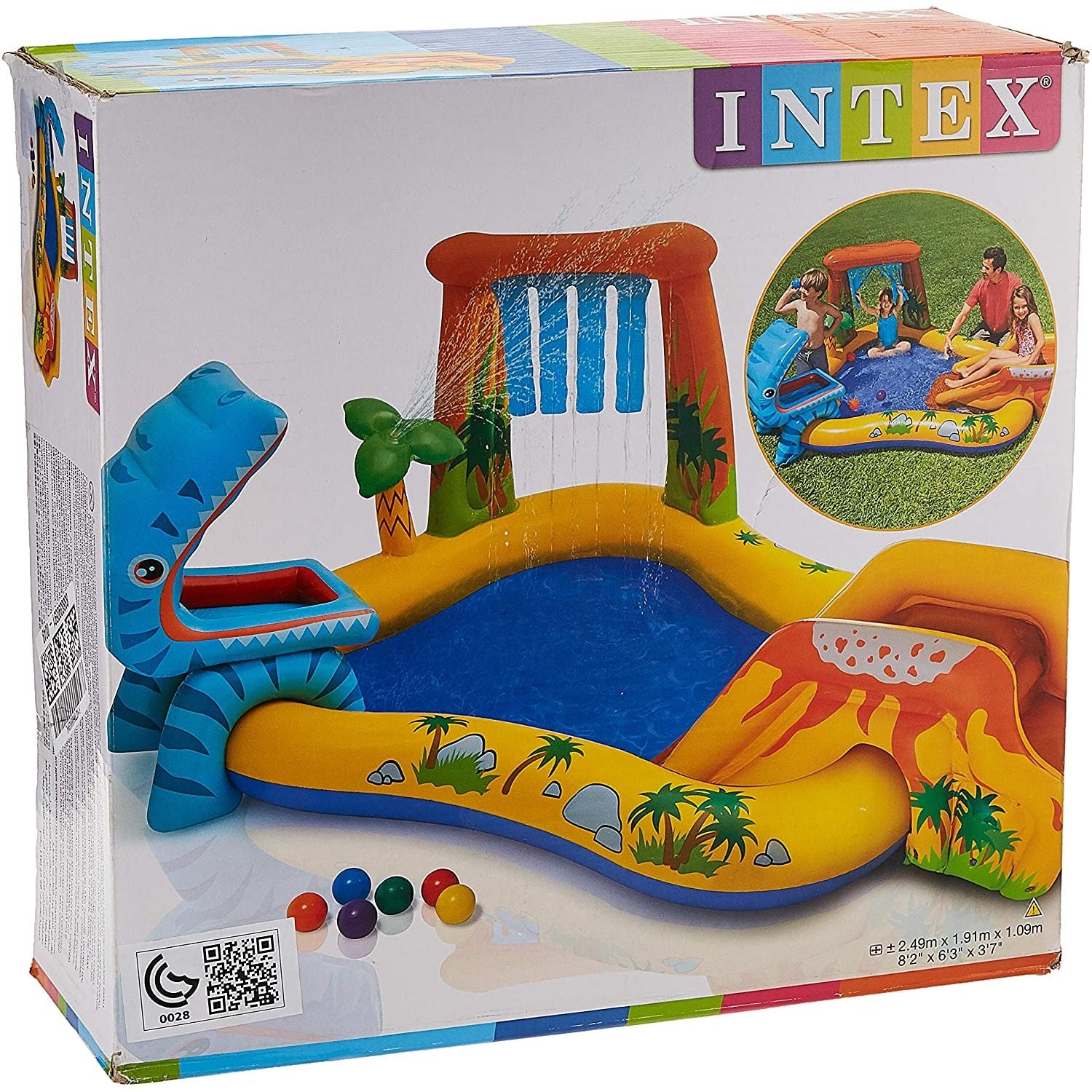 INTEX Dino Play Pool For Children 8ft 2in X 6ft 3in X 3ft 7in (1ft Depth)