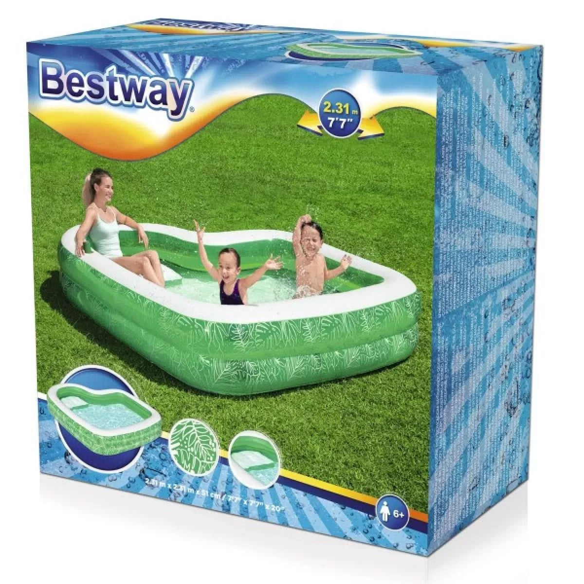 BESTWAY Tropical Family Paradise Swimming Pool For Kids 7ft 7in x 7ft 7in x 1ft 8in