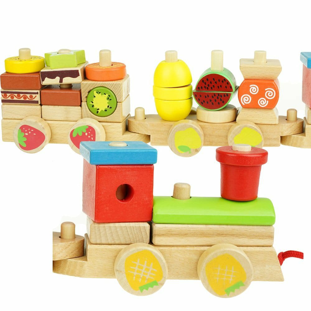 Wooden Train Fruit Blocks 30 Pcs Educational Toy