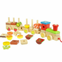 Wooden Train Fruit Blocks 30 Pcs Educational Toy