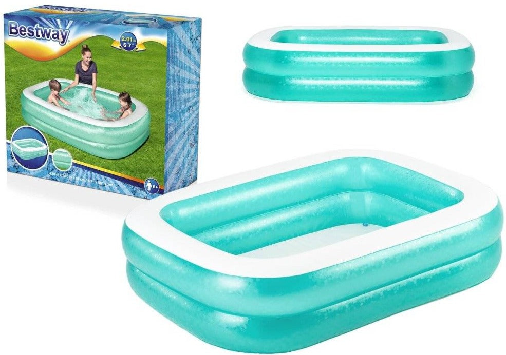 BESTWAY Inflatable Rectangular Family Pool 6ft 7in x 4ft 9.5in x 1ft 7 ...